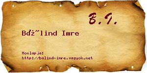 Bálind Imre névjegykártya